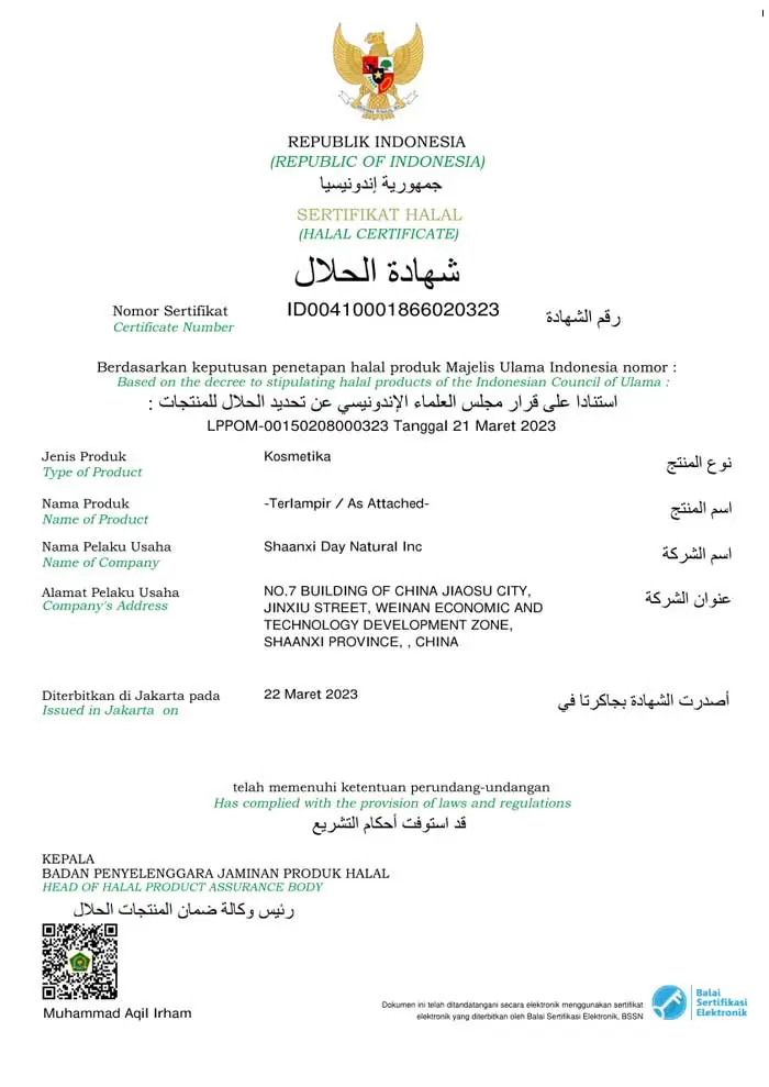Day Natural BPJPH Halal Certified Cosmetic Materials