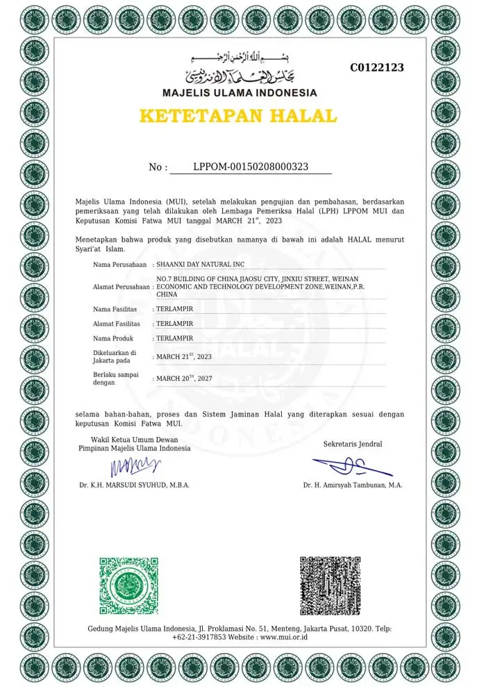 Day Natural LPPOM MUI Halal Certified Food Materials